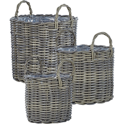 Beliani NIKITI - Plantenbak voor buiten-Bruin-PE rotan
