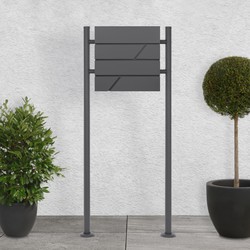 ML-Design brievenbus met krantenvak, antraciet, 37x11x37 cm, gemaakt van roestvrij staal