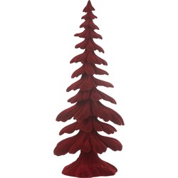 J-line - Denneboom Velours Resine Rood Small - 14.5x9x36cm