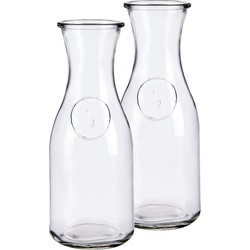 Set van 2x stuks glazen wijn/water karaffen 500 ml 8 x 20 cm - Karaffen