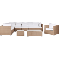 XXL - Loungeset voor 8 - Zandbeige/Gebroken wit - PE rotan