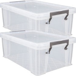 Allstore Opbergbox - 4x stuks - 10 liter - Transparant - 40 x 26 x 15 cm - Opbergbox