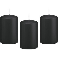 10x Kaarsen zwart 5 x 8 cm 18 branduren sfeerkaarsen - Stompkaarsen