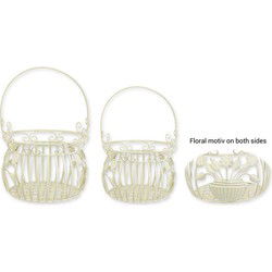 A PAIR OF IRON BASKETS - OLD WHITE