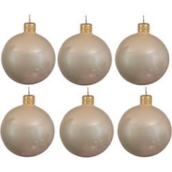 Decoris kerstballen - 6x st - licht parel/champagne - D8 cm - glas - Kerstbal