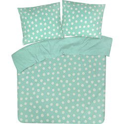 DoubleDry Dekbedovertrek My Design 100% katoen - Eenpersoons 140x200 cm + 1 Kussensloop - stip aqua