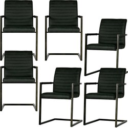 WOOOD eetkamerstoelen Bas - Pu - Grijs - Set van 6