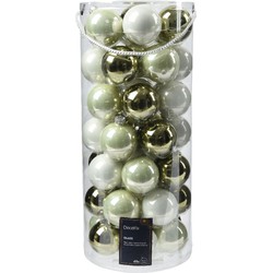 Kerstbal glas d6 cm groen/wit 49st