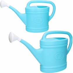 Tuin water gieters set 2x stuks van 6 en 9 liter inhoud lichtblauw - Gieters