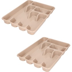 2x stuks bestekbak/bestekhouders 6-vaks taupe 40 x 30 x 5 cm - Bestekbakken