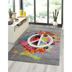 Vistoso Kleurrijk Grijs Peace vloerkleed - - 160 X 230 CM