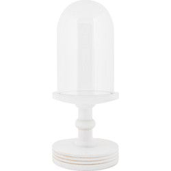 Clayre & Eef Glazen Stolp Ø 14x34 cm Wit Hout Glas