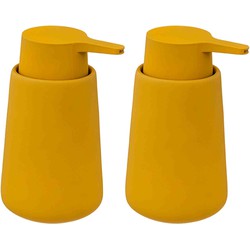 2x Stuks Zeeppompjes/zeepdispensers van keramiek - mosterd geel - 250 ml - Zeeppompjes