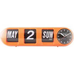 Wandklok Tube Flip - Helderoranje - 38x10x13.5cm
