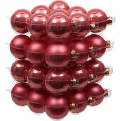 36x stuks glazen kerstballen bubblegum roze 4 cm mat/glans - Kerstbal