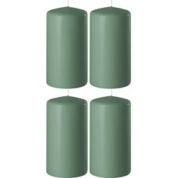 4x Kaarsen groen 6 x 8 cm 27 branduren sfeerkaarsen - Stompkaarsen