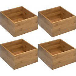 Set van 4x stuks opberg/sorteer/kast/lade verdelers vakjes bamboe hout 18 x 18 x 9.5 cm - Make-up dozen