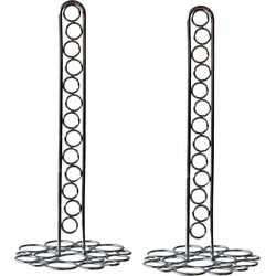 2x stuks metalen keukenrolhouders rond met cirkelmotief zilver D16 x H36 cm - Keukenrolhouders