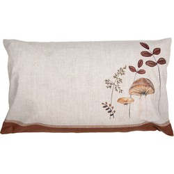 Clayre & Eef Kussenhoes 30x50 cm Beige Polyester Paddenstoelen Sierkussenhoes