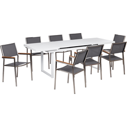 VALCANETTO/GROSSETO - 8-zits Tuinset - Wit/Grijs - Aluminium