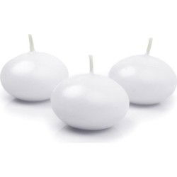 Drijfkaarsen - 10x stuks - wit - parafine - 5 cm - woondecoratie - Drijfkaarsen