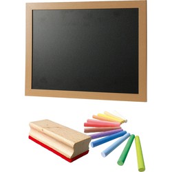 Schoolbord/krijtbord incl. 13 kleuren krijtjes met wisser 30 x 40 cm - Krijtborden