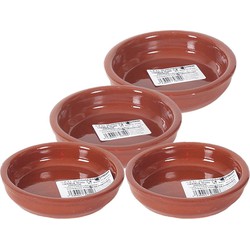 4x Terracotta tapas bakjes/schaaltjes 12 cm en 10 cm - Snack en tapasschalen