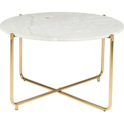 Salontafel Wit Marmer 70cm - Gouden Onderstel - Tafel Timpa