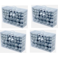 4x stuks pakket met 100 voordelige zilveren kerstballen - Kerstbal