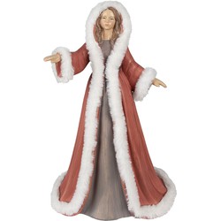 Clayre & Eef Beeld Vrouw 40 cm Rood Polyresin Kerstfiguren