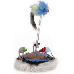 Pluche muizenfamilie op veer met catnip