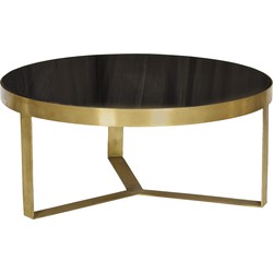 D - Livingfurn - Salontafel Glennis Zwart Goud - 80x80x36 - Marmer