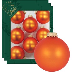 24x Oranje matte kerstboomversiering kerstballen van glas 7 cm - Kerstbal