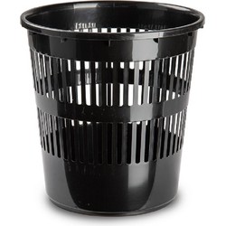 Afvalbak/vuilnisbak/kantoorprullenbak plastic zwart 28 cm - Prullenmanden