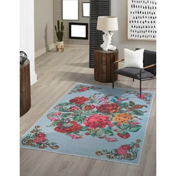 Adrasos Vintage Gebloemd Kelim Multi Wasbaar & Waterdicht - 120 X 170 CM