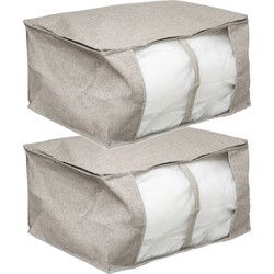 5Five Opberghoes/beschermhoes voor dekbedden/kussens - 2x - beige - 60 x 45 x 30 cm - Opberghoezen