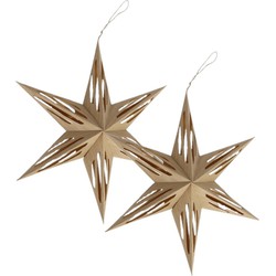 2x stuks papieren decoratie kerstster lampionnen lichtbruin 30 cm - Kerststerren