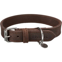 TRIXIE HALSBAND HOND RUSTIC VETLEER DONKERBRUIN 37-44X2,5 CM