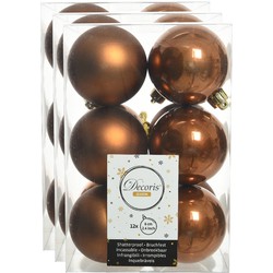 36x stuks kunststof kerstballen kaneel bruin 6 cm glans/mat - Kerstbal
