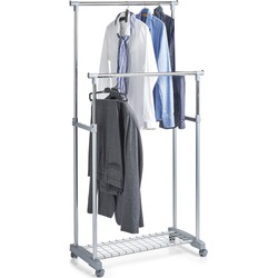 Mobiel kledingrek voor rommelmarkt/slaapkamer dubbele stang 107 cm - Kledingrekken