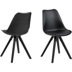 Eetkamerstoel - Zwart - PU Leer - Zithoogte 49cm - Ljusvik - Set van 2