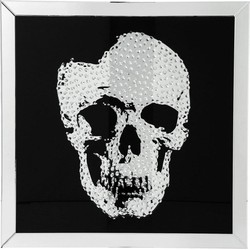 Kare Schilderij Frame spiegel schedel 100x100 cm