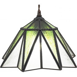 LumiLamp Hanglamp Tiffany  Ø 31x107 cm  Groen Glas Metaal Zeshoek Hanglamp Eettafel