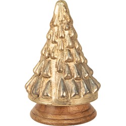 Clayre & Eef Kerstdecoratie Kerstboom Ø 14x23 cm Goudkleurig Glas Hout