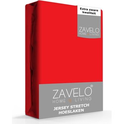 Zavelo® Jersey Hoeslaken Rood-Lits-jumeaux (160x200 cm)