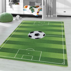 Kindervloerkleed - Voetbalveld - Groen - 100x150 cm