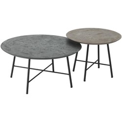DTP Home Coffee table Delta Earth, set of 2,38xØ50 cm (color: Fudge) / 34xØ70 cm (color: Pepper), mortex