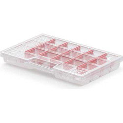 Kistenberg Sorteerbox/vakjes koffer - kleine spullen - 20 vaks - kunststof - 29 x 20 x 3.5 cm - Opbergbox