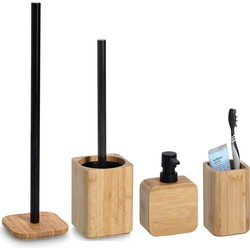 Badkamer accessoires set 4-delig - bamboe hout - luxe kwaliteit - Badkameraccessoireset