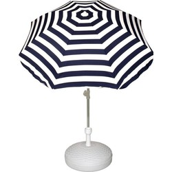 Parasolstandaard wit en blauw/witte gestreepte parasol - Parasolvoeten